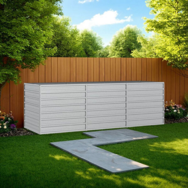 150220266991fb5c587f5.jpeg Outdoor Raised Garden Flower Bed, Silver Galvanized Steel, 32x95 Inch