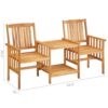 3pc Outdoor Patio Chairs w Attached Table, Slatted Solid Acacia Wood