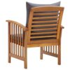 Mia Outdoor Patio Chair Set of 2, Gray Cushions, Slatted Acacia Wood