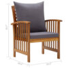 Mia Outdoor Patio Chair Set of 2, Gray Cushions, Slatted Acacia Wood