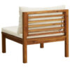 2pc Outdoor Patio Sofa and Table Set, Ivory Cushion, Brown Acacia Wood