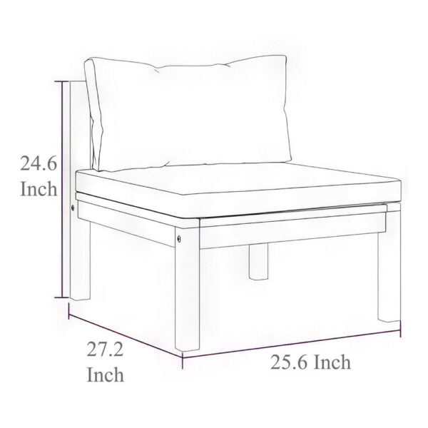 2pc Outdoor Patio Sofa and Table Set, Ivory Cushion, Brown Acacia Wood