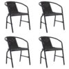 Outdoor Patio Chair Set of 4, Stackable, Plastic Rattan, Metal, Black