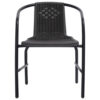 Outdoor Patio Chair Set of 4, Stackable, Plastic Rattan, Metal, Black
