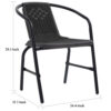 Outdoor Patio Chair Set of 4, Stackable, Plastic Rattan, Metal, Black