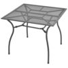 Outdoor Patio Dining Table, 35 Inch Square Mesh Top Classic Gray Metal