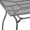 Outdoor Patio Dining Table, 35 Inch Square Mesh Top Classic Gray Metal