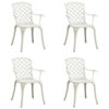Outdoor Patio Chair Set of 4, Cutout Backrests, White Aluminum Metal