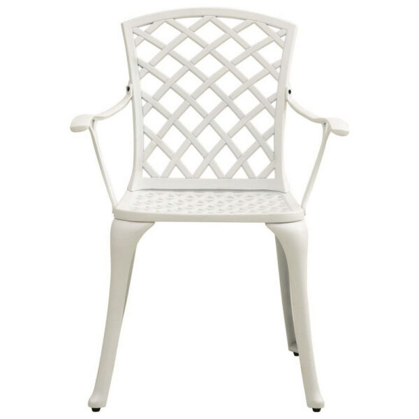 Outdoor Patio Chair Set of 4, Cutout Backrests, White Aluminum Metal