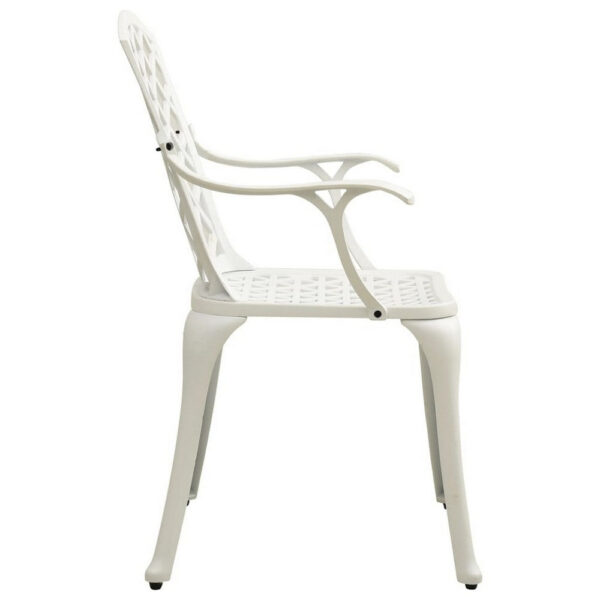 Outdoor Patio Chair Set of 4, Cutout Backrests, White Aluminum Metal