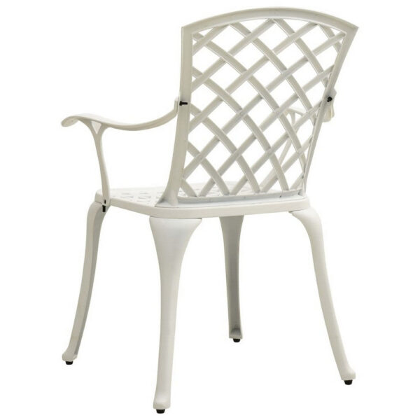 Outdoor Patio Chair Set of 4, Cutout Backrests, White Aluminum Metal