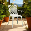 Outdoor Patio Chair Set of 4, Cutout Backrests, White Aluminum Metal