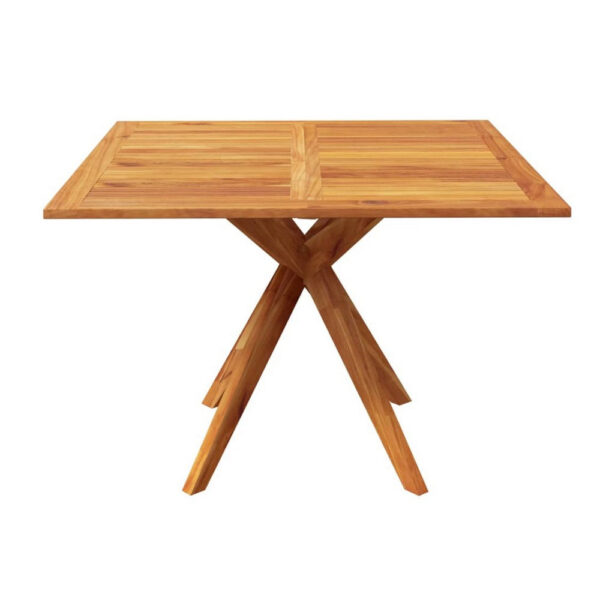 Patio Outdoor Dining Table, 43 Inch Square Natural Brown Acacia Wood