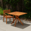 Patio Outdoor Dining Table, 43 Inch Square Natural Brown Acacia Wood