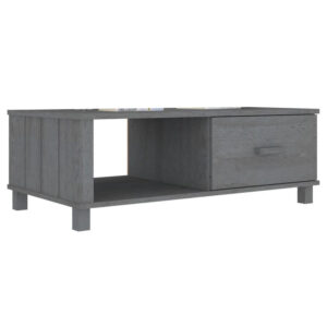 Coffee Table, 39 Inch, Rectangular Top, Solid Pine Wood, Dark Gray