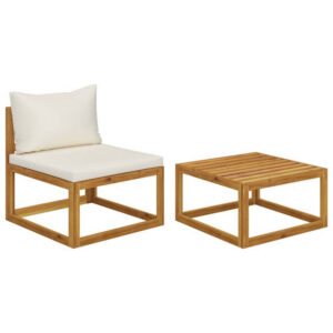 150220266991fcc62e052.jpeg 2pc Outdoor Chair and Table Set, Square Top, Brown Acacia Wood, White