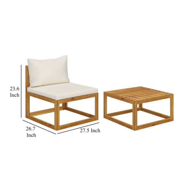 150220266991fcd0a6cee.jpeg 2pc Outdoor Chair and Table Set, Square Top, Brown Acacia Wood, White