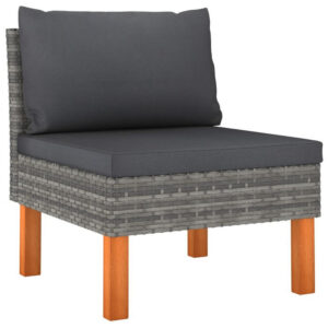 150220266991fcdc165a7.jpeg Modular Sofa Chair, Smooth Texture Gray Fabric, Poly Rattan, Wood