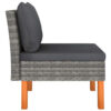 Modular Sofa Chair, Smooth Texture Gray Fabric, Poly Rattan, Wood