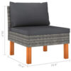 Modular Sofa Chair, Smooth Texture Gray Fabric, Poly Rattan, Wood
