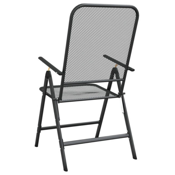 Ian Outdoor Foldable Chair Set of 2, Metal Mesh Design, Dark Gray