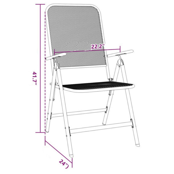 Ian Outdoor Foldable Chair Set of 2, Metal Mesh Design, Dark Gray