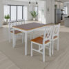 150220266991fd18c782d.jpeg 5pc Dining Table Set, 43 Inch Rectangular, 4 Chairs, Brown White Wood