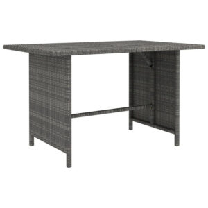 Outdoor Dining Table, 43 Inch Rectangular Top, Dark Gray Poly Rattan