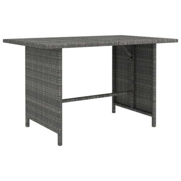 Outdoor Dining Table, 43 Inch Rectangular Top, Dark Gray Poly Rattan