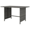 Outdoor Dining Table, 43 Inch Rectangular Top, Dark Gray Poly Rattan