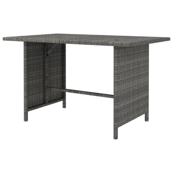Outdoor Dining Table, 43 Inch Rectangular Top, Dark Gray Poly Rattan