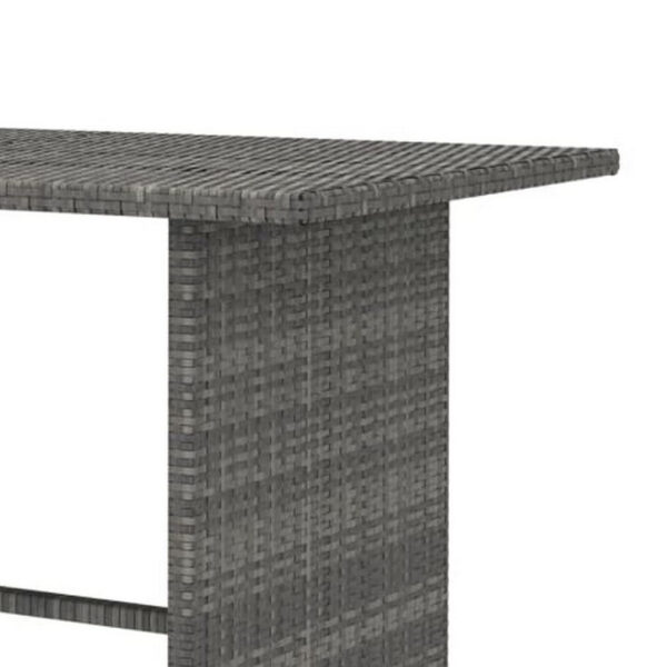 Outdoor Dining Table, 43 Inch Rectangular Top, Dark Gray Poly Rattan