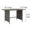 Outdoor Dining Table, 43 Inch Rectangular Top, Dark Gray Poly Rattan
