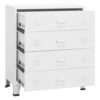Nova Accent Cabinet, 37 Inch, 4 Drawers, Modern White Metal Frame