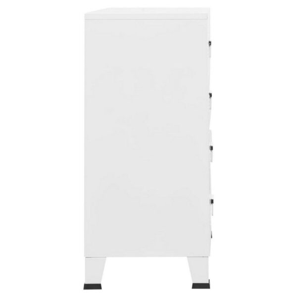 Nova Accent Cabinet, 37 Inch, 4 Drawers, Modern White Metal Frame