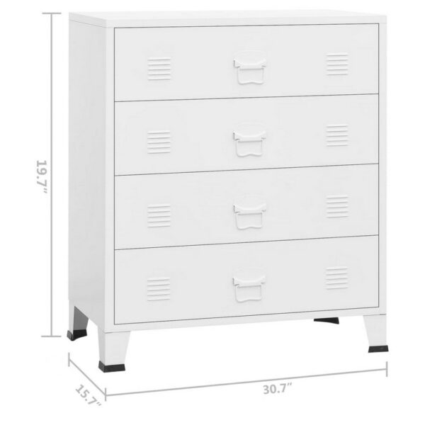 Nova Accent Cabinet, 37 Inch, 4 Drawers, Modern White Metal Frame