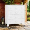 Nova Accent Cabinet, 37 Inch, 4 Drawers, Modern White Metal Frame
