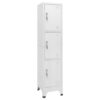 Nova Tall Locker Cabinet, 71 Inch, 3 Compartments, White, Steel Metal