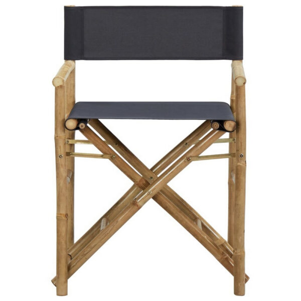 Folding Director's Chairs Set of 2, X Shape Base, Bamboo, Dark Gray