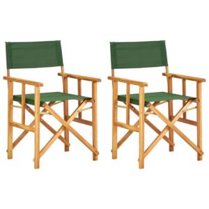 150220266991fd805200b.jpeg Folding Director's Chairs Set of 2, X Shape Base, Acacia Wood, Green