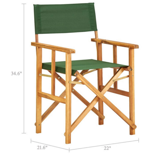 150220266991fd8a01ac8.jpeg Folding Director's Chairs Set of 2, X Shape Base, Acacia Wood, Green