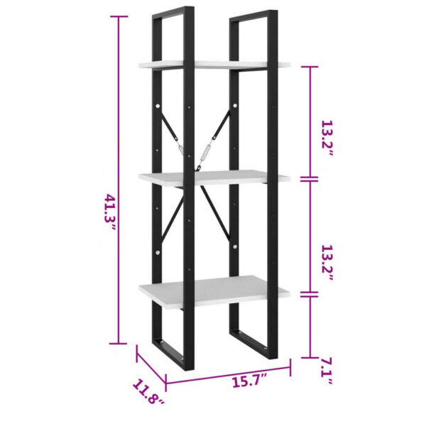 Zoe Standing Bookshelf, 41 Inch Tall, 3 Shelves, Black and White