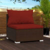 Joez Patio Armless Chair Modular Sofa Seat, Square, Poly Rattan, Red
