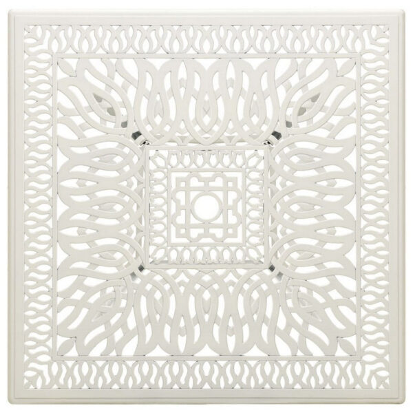 Outdoor Patio Breakfast Dining Table, 35 Inch Square, White Metal