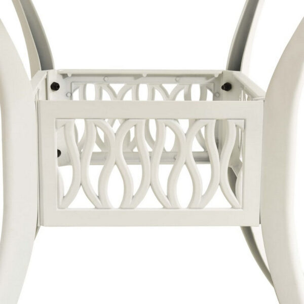 Outdoor Patio Breakfast Dining Table, 35 Inch Square, White Metal