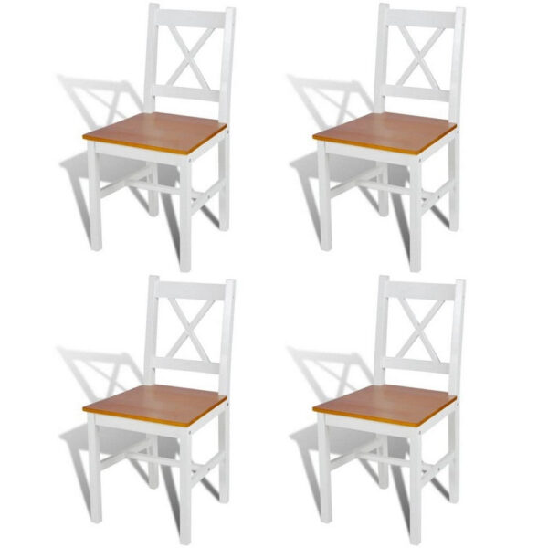 150220266991fdf6cf2fc.jpeg Outdoor Dining Side Chair Set of 4, Square Brown Pine Wood Seat, White