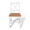 150220266991fdf9e3eeb.jpeg Outdoor Dining Side Chair Set of 4, Square Brown Pine Wood Seat, White