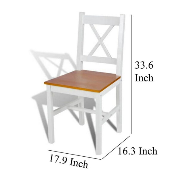 150220266991fe0214dca.jpeg Outdoor Dining Side Chair Set of 4, Square Brown Pine Wood Seat, White