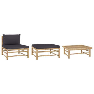 150220266991fe0bd0c75.jpeg 3pc Outdoor Modular Lounge Set, Table and Ottoman, Bamboo, Dark Gray