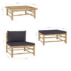3pc Outdoor Modular Lounge Set, Table and Ottoman, Bamboo, Dark Gray